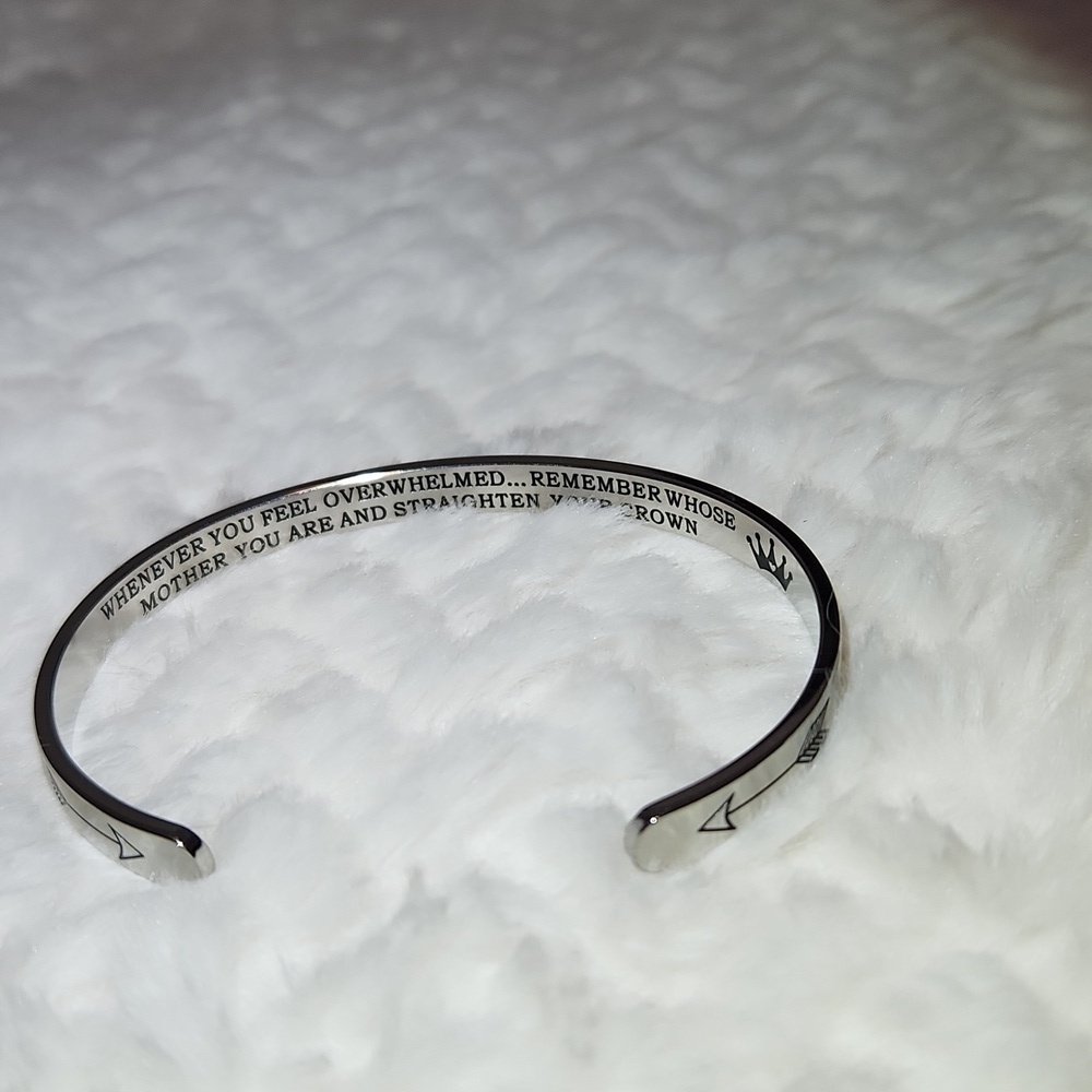 Tony & Sandy Engraved Silver Cuff Bracelet - Inspirational Quote